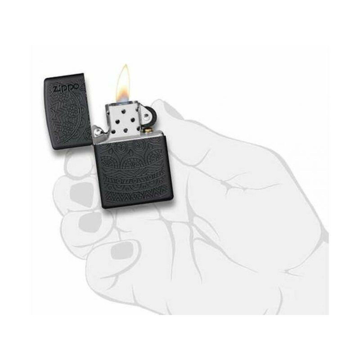 Зажигалка ZIPPO Tone on Tone Design Black Matte 29989 в подарочной упаковке + топливо и кремни 2