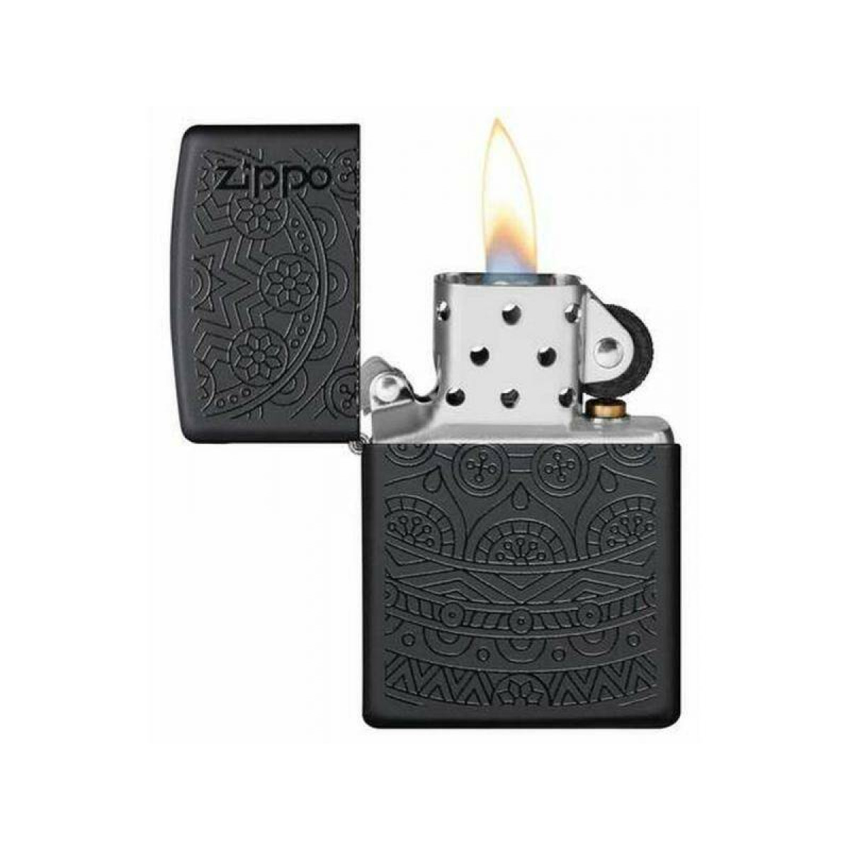 Зажигалка ZIPPO Tone on Tone Design Black Matte 29989 в подарочной упаковке + топливо и кремни 3
