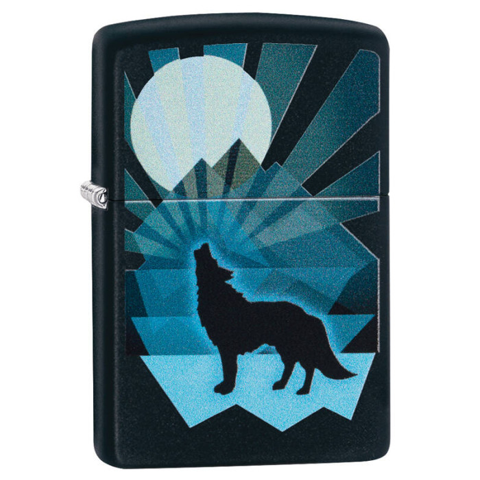 Зажигалка ZIPPO Wolf and Moon Black Matte