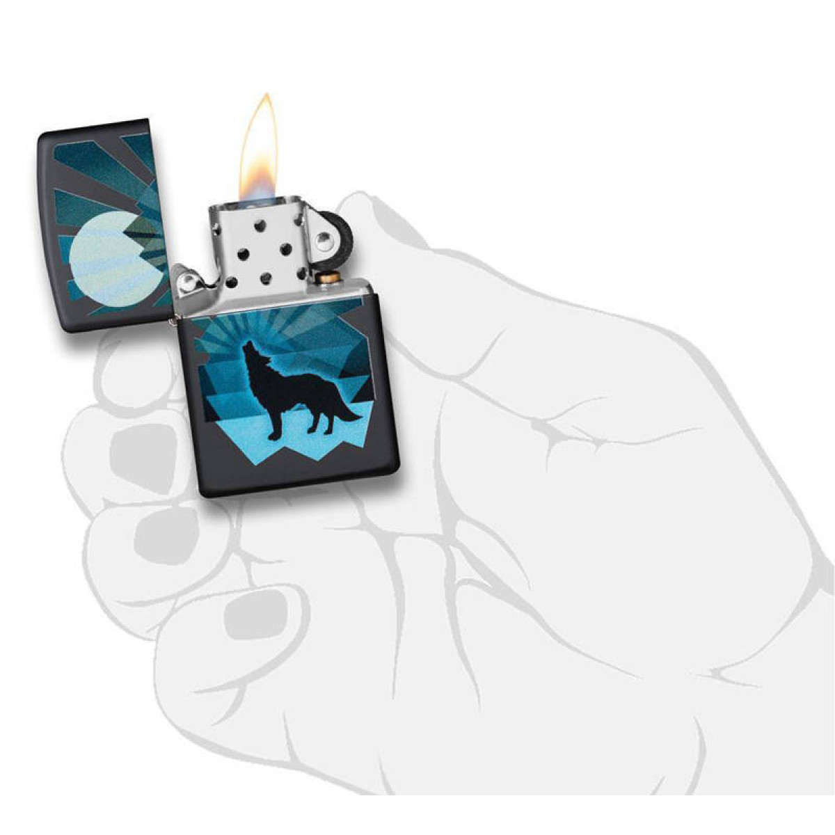 Зажигалка ZIPPO Wolf and Moon Black Matte 5