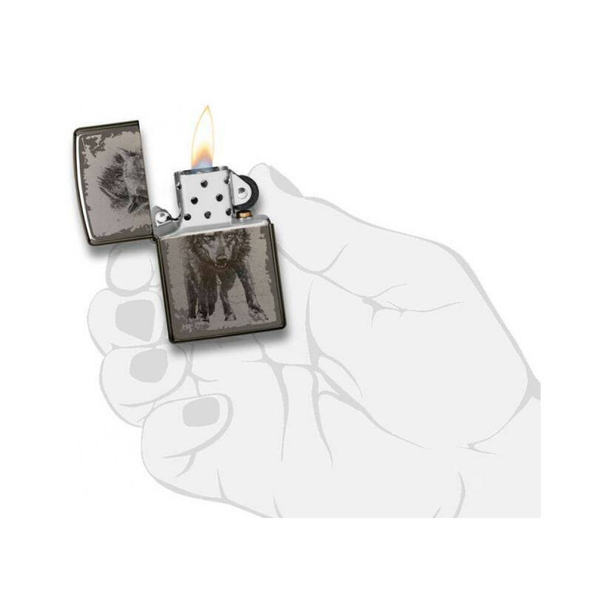 Зажигалка ZIPPO Wolf Design Black Ice 49073 в подарочной упаковке + топливо и кремни 3