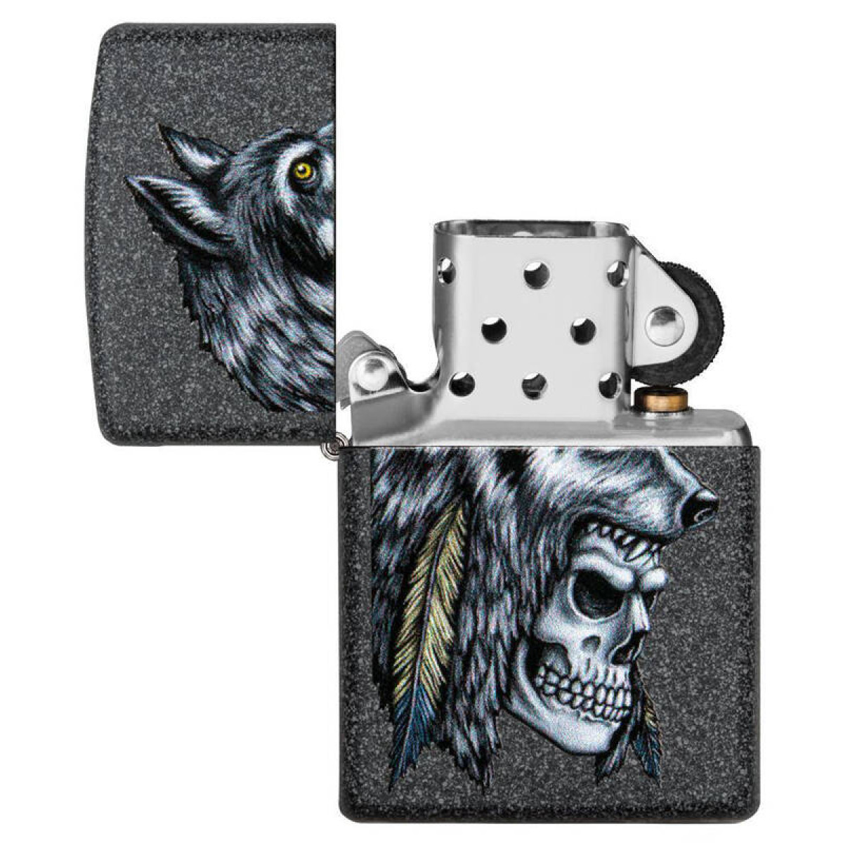 Зажигалка ZIPPO Wolf Skull Iron Stone 4