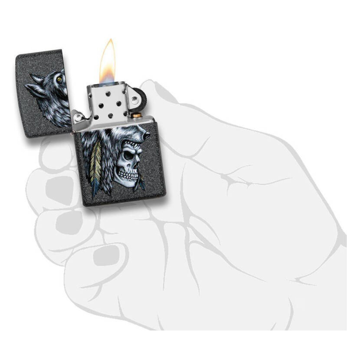 Зажигалка ZIPPO Wolf Skull Iron Stone 2