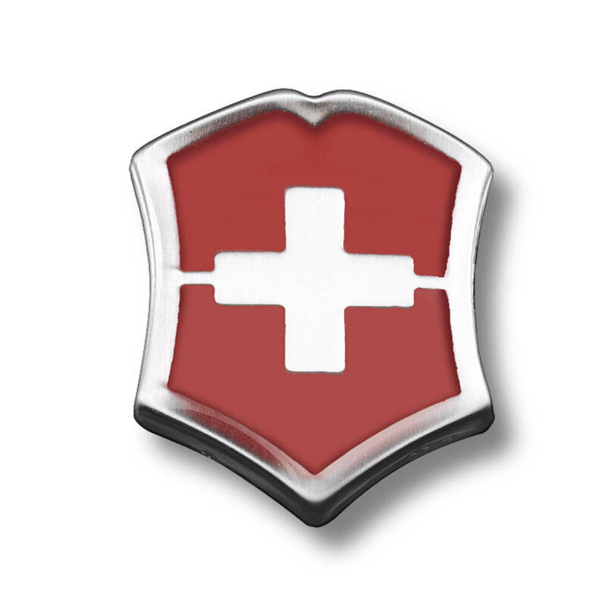 Значок VICTORINOX в форме креста на щите, металлический, красно-серебристый 1